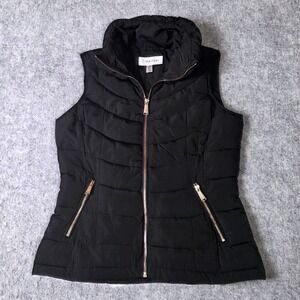 Calvin Klein Womens Puffer Vest Black Full Zip Sleeveless Lightweight Jacket